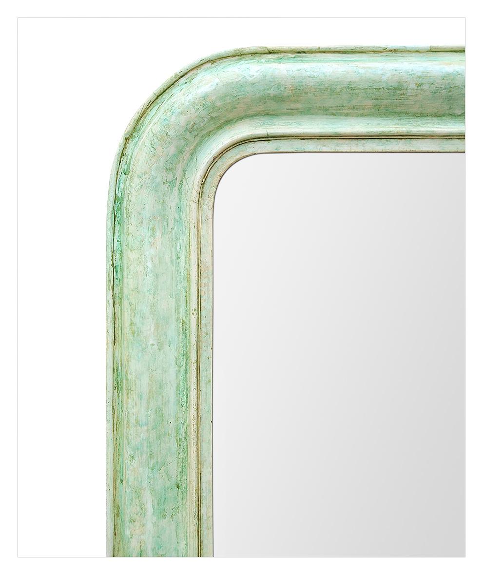 French Louis-Philippe Style Mirror, Green Colors, circa 1925 For Sale