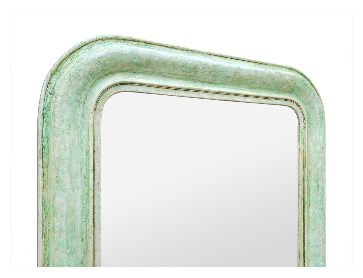 Early 20th Century Louis-Philippe Style Mirror, Green Colors, circa 1925 For Sale