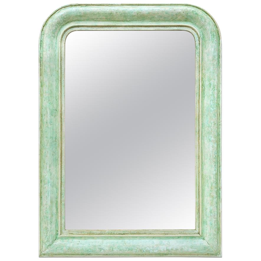 Louis-Philippe Style Mirror, Green Colors, circa 1925 For Sale