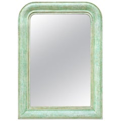 Antique Louis-Philippe Style Mirror, Green Colors, circa 1925