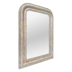Miroir de style Louis-Philippe:: bois d'argent et couleurs ocre:: vers 1890