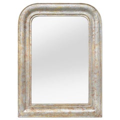 Miroir de style Louis-Philippe:: bois d'argent et couleurs ocre:: vers 1890