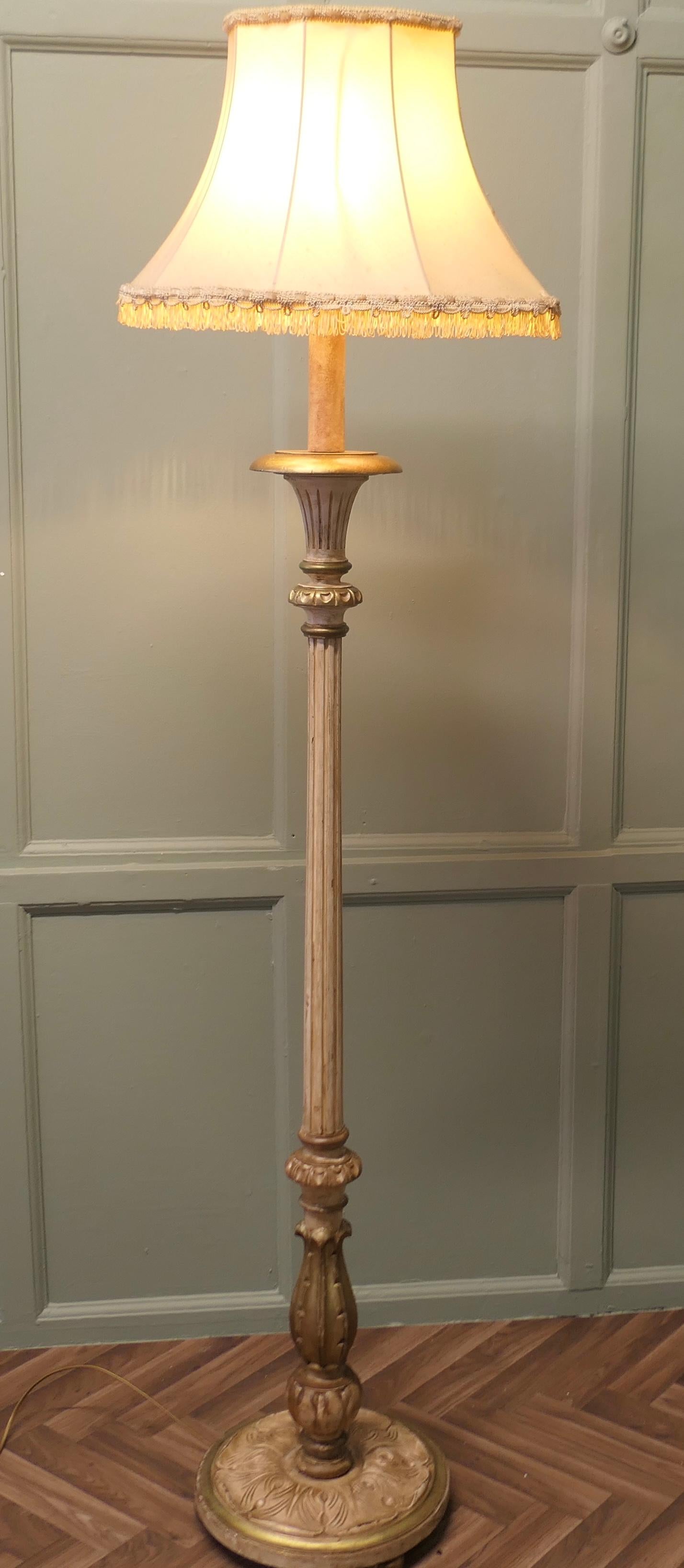 Early 20th Century Louis Philippe style Painted and Gilt  Floor Lamp, Standard Lamp For Sale