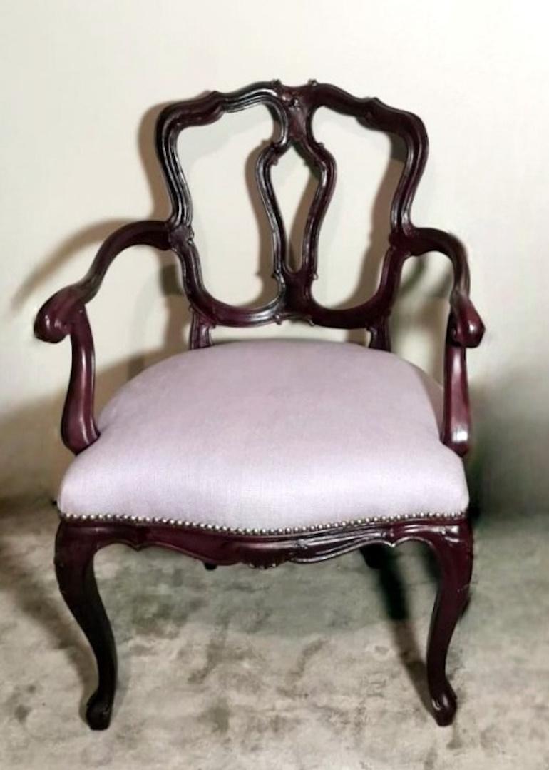Louis Philippe Style Pair Of Chairs With Italian Armrests Model King For Sale 5