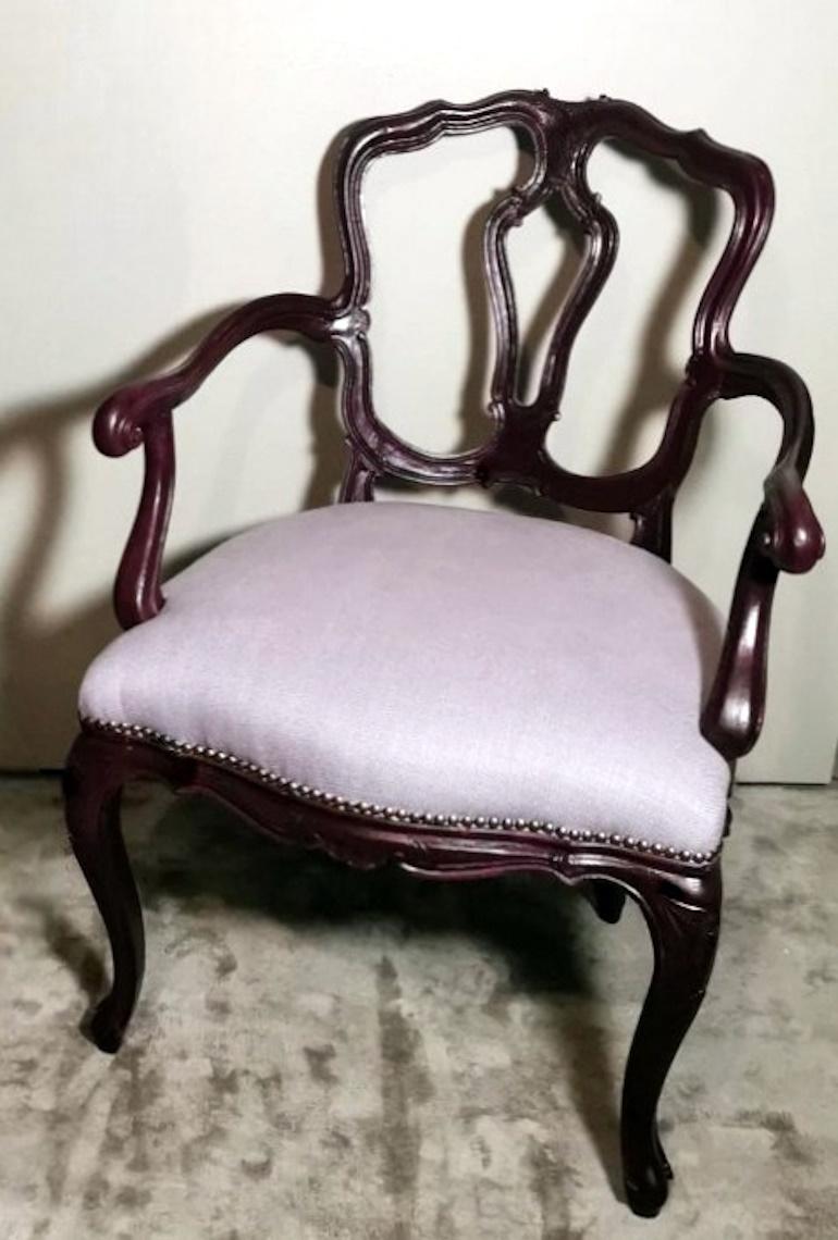 Louis Philippe Style Pair Of Chairs With Italian Armrests Model King For Sale 7