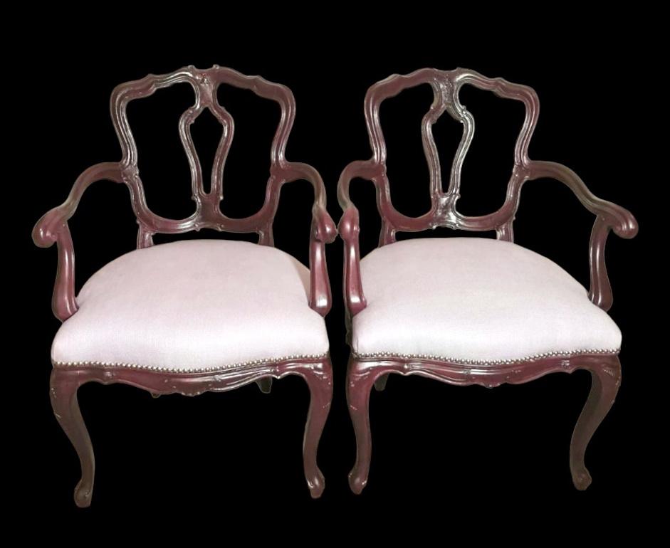 Louis Philippe Style Pair Of Chairs With Italian Armrests Model King In Excellent Condition For Sale In Prato, Tuscany