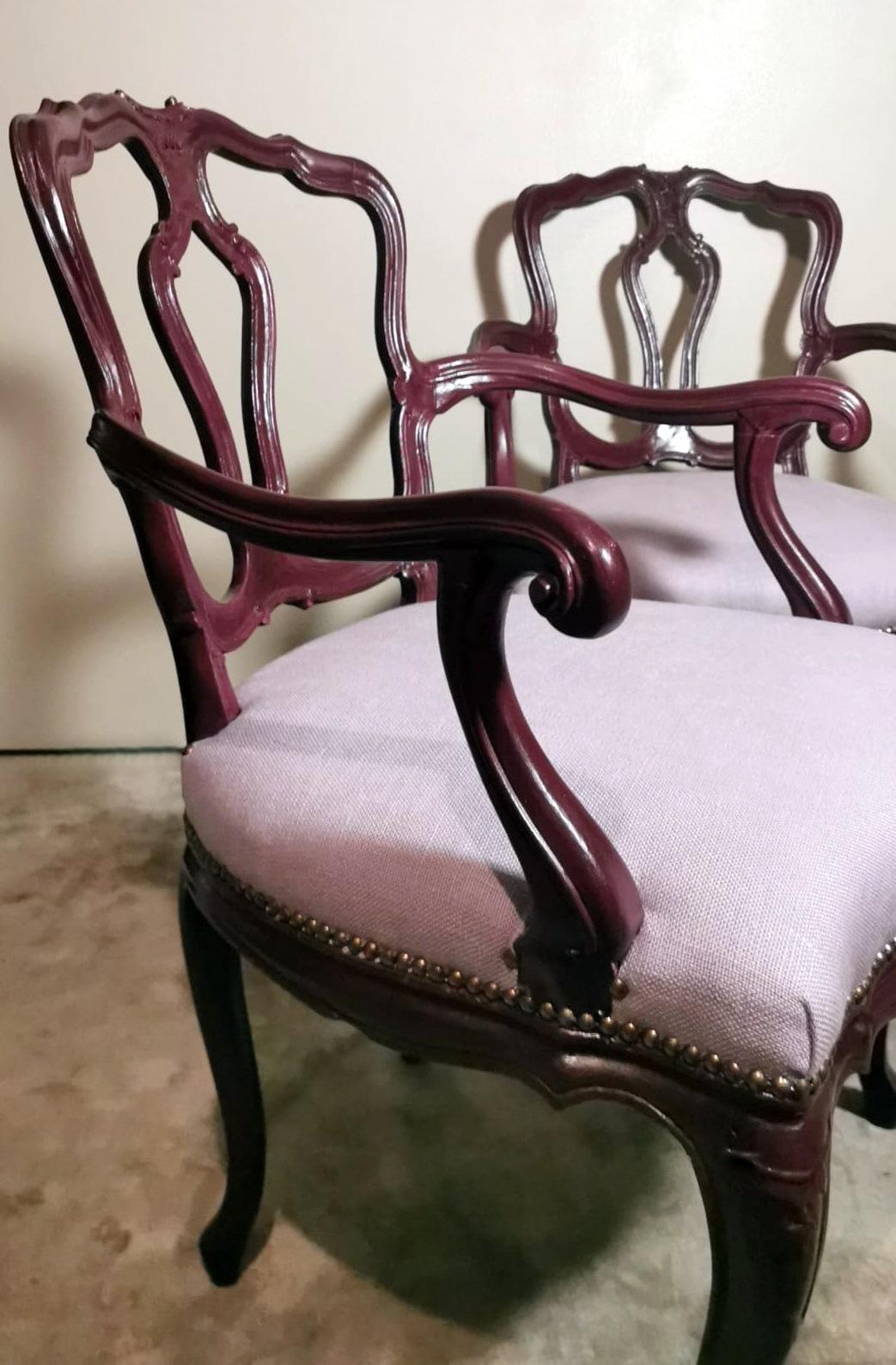 Louis Philippe Style Pair Of Chairs With Italian Armrests Model King For Sale 1
