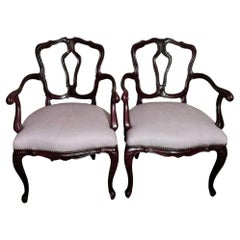 Antique Louis Philippe Style Pair Of Chairs With Italian Armrests Model King