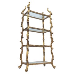 Louis Philippe Style Rococo Gold Gilt & Glass French Shelving Unit