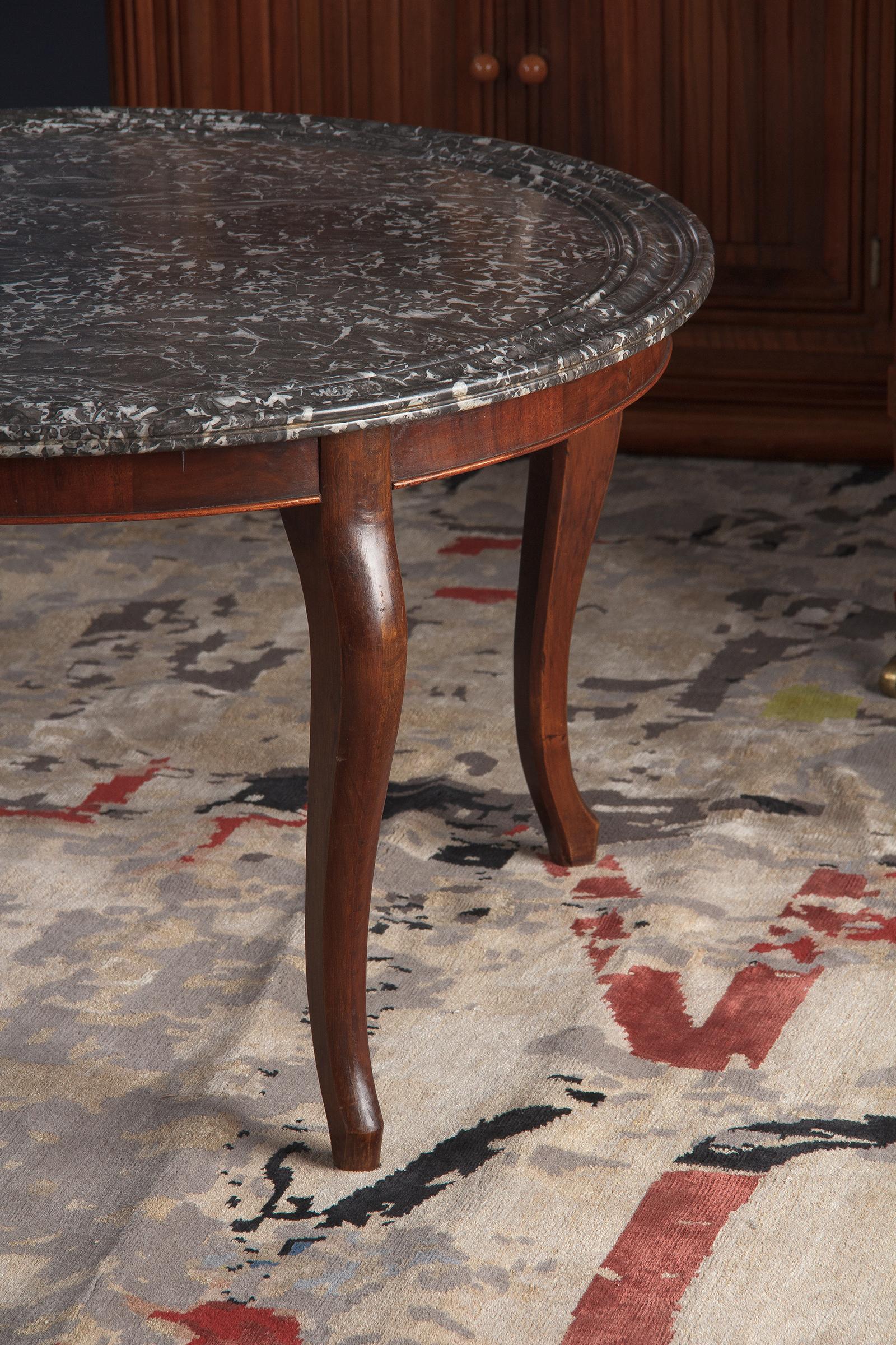 Louis Philippe Style Rosewood and Marble-Top Coffee Table, France, Early 1900s For Sale 2
