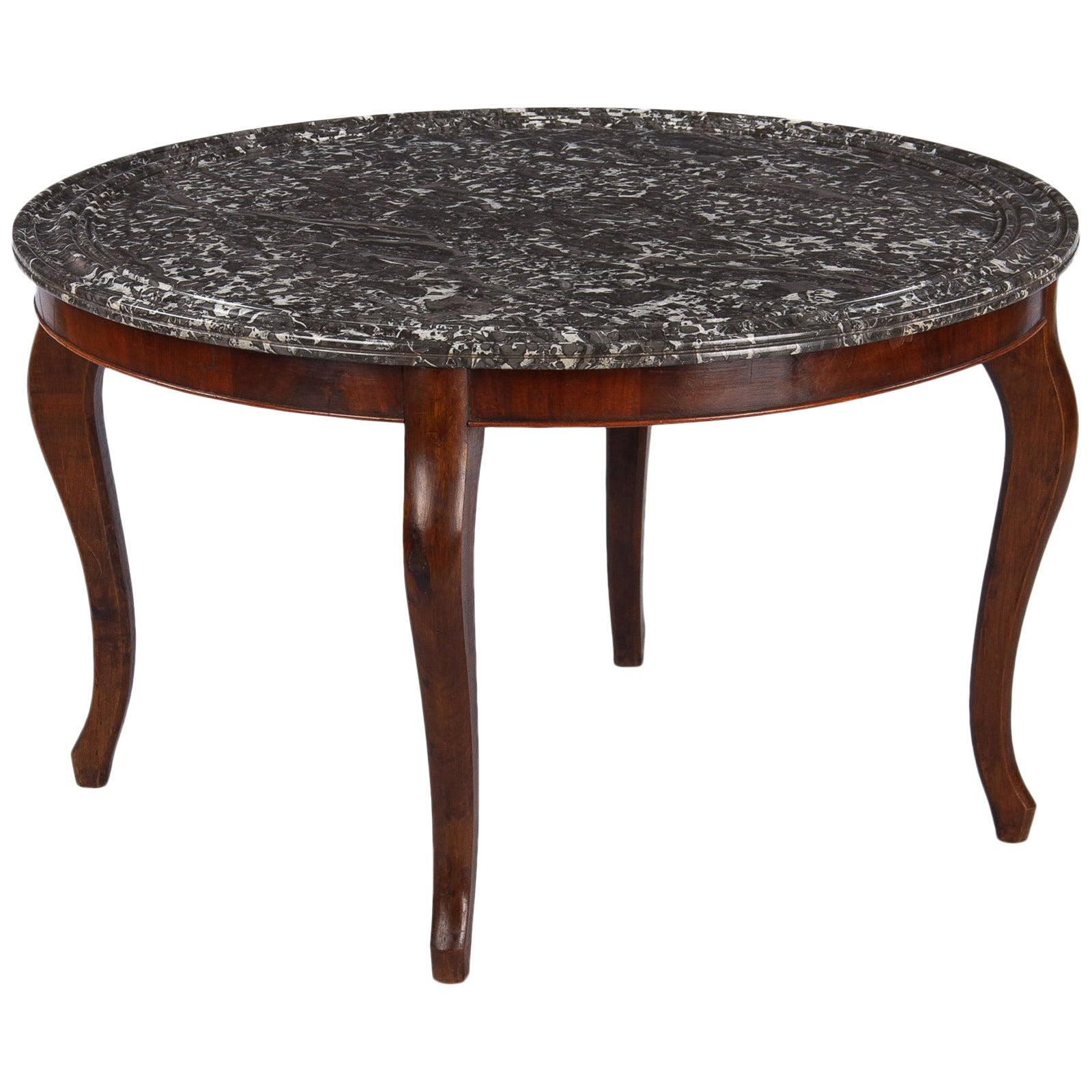 Louis Philippe Style Rosewood and Marble-Top Coffee Table, France, Early 1900s For Sale