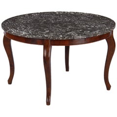 Louis Philippe Style Rosewood and Marble-Top Coffee Table, France, Early 1900s