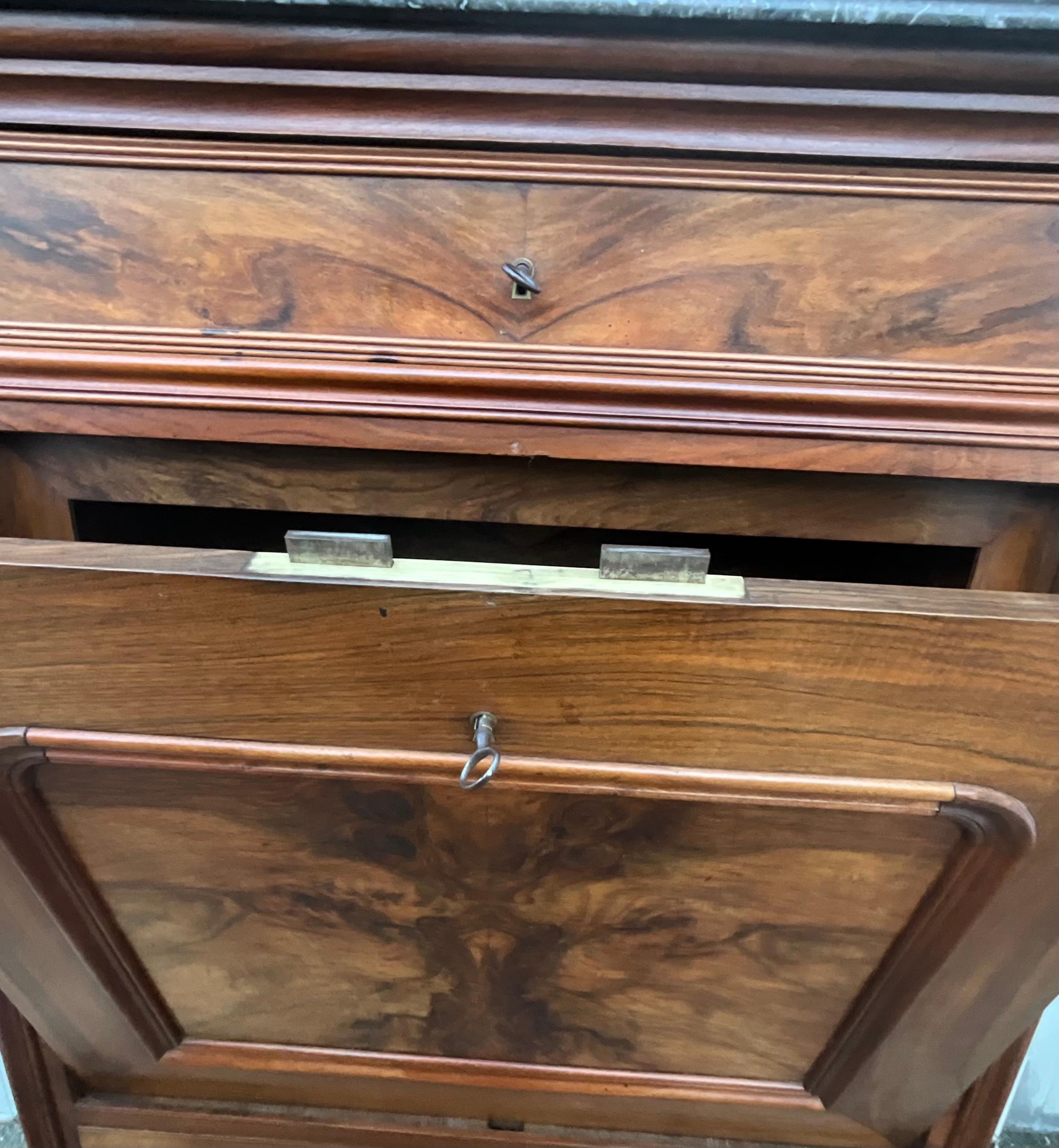 Louis-philippe Style Secretary In Burl Walnut – Late 19th Century For Sale 8