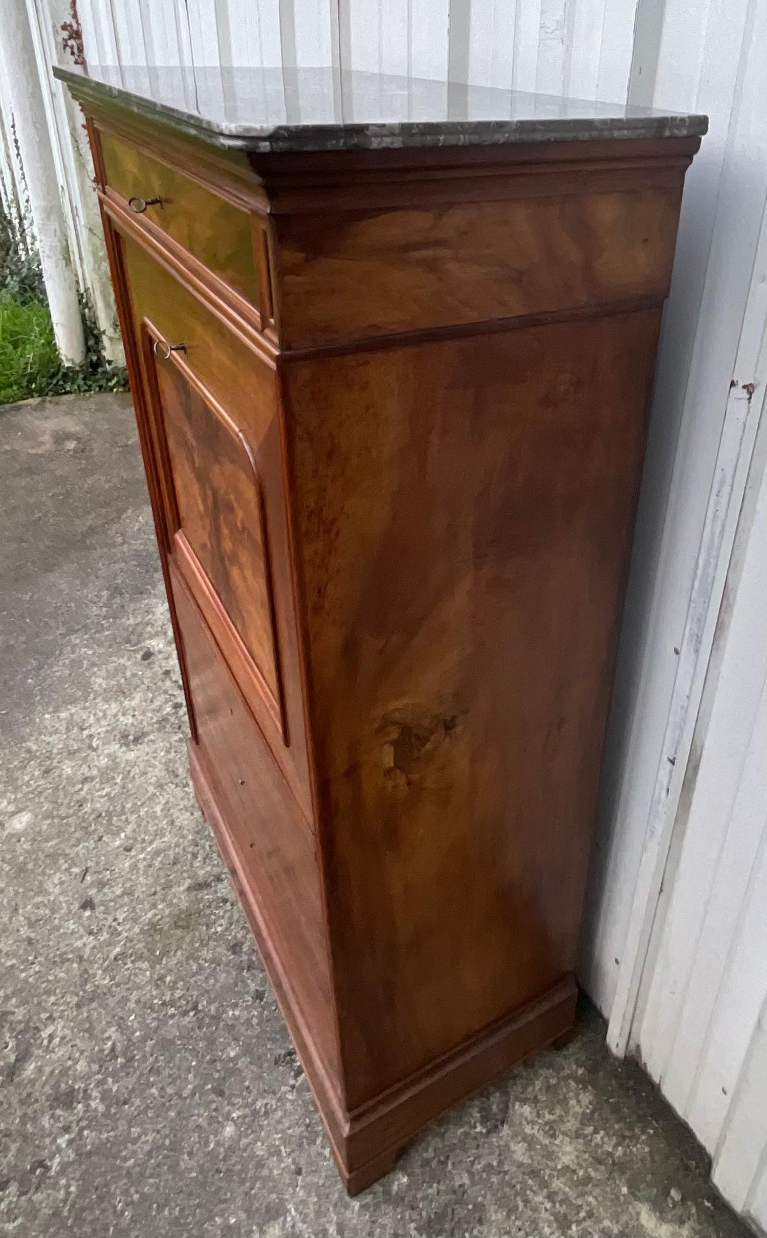 Louis-philippe Style Secretary In Burl Walnut – Late 19th Century For Sale 9
