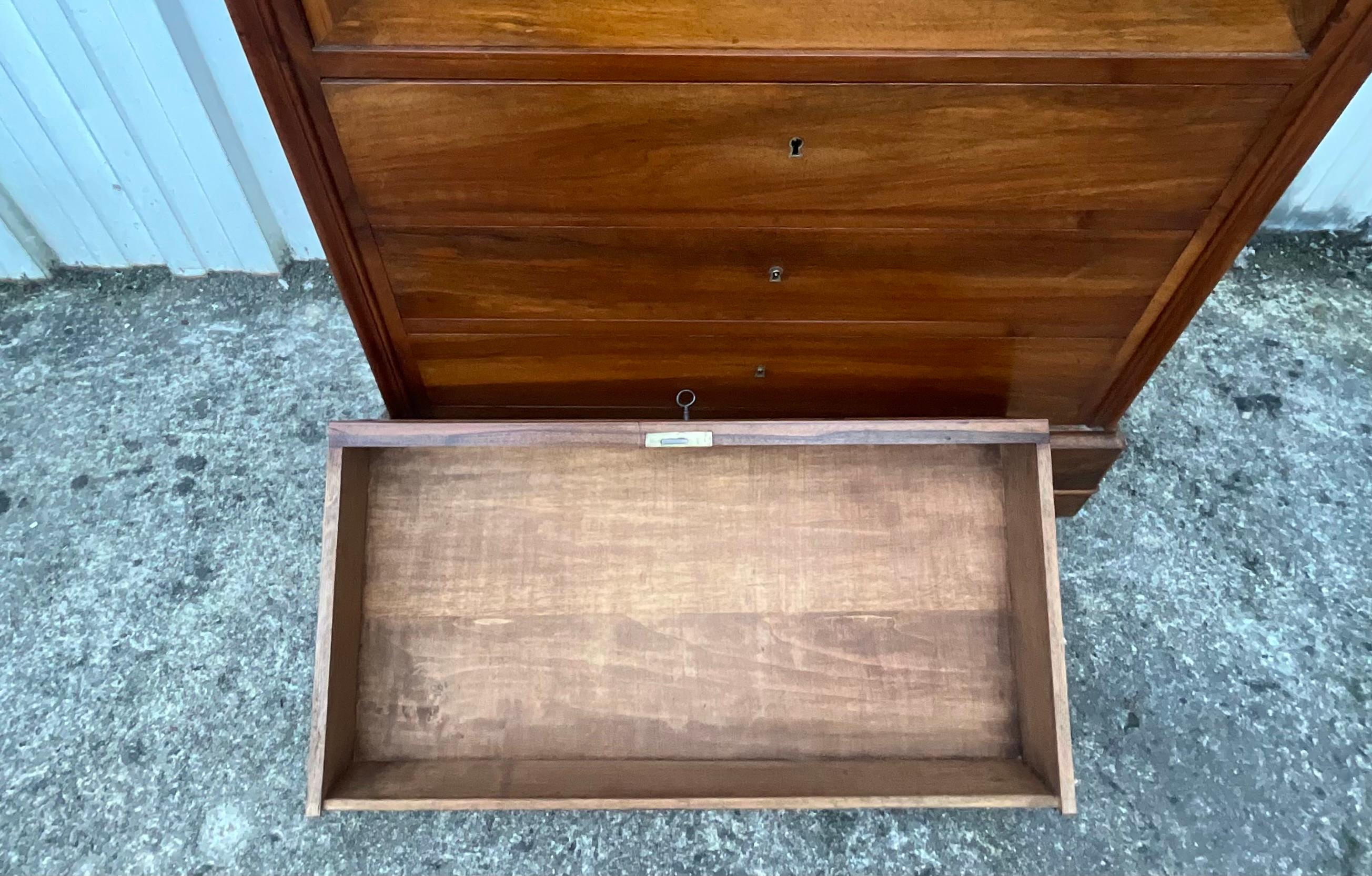 French Louis-philippe Style Secretary In Burl Walnut – Late 19th Century For Sale
