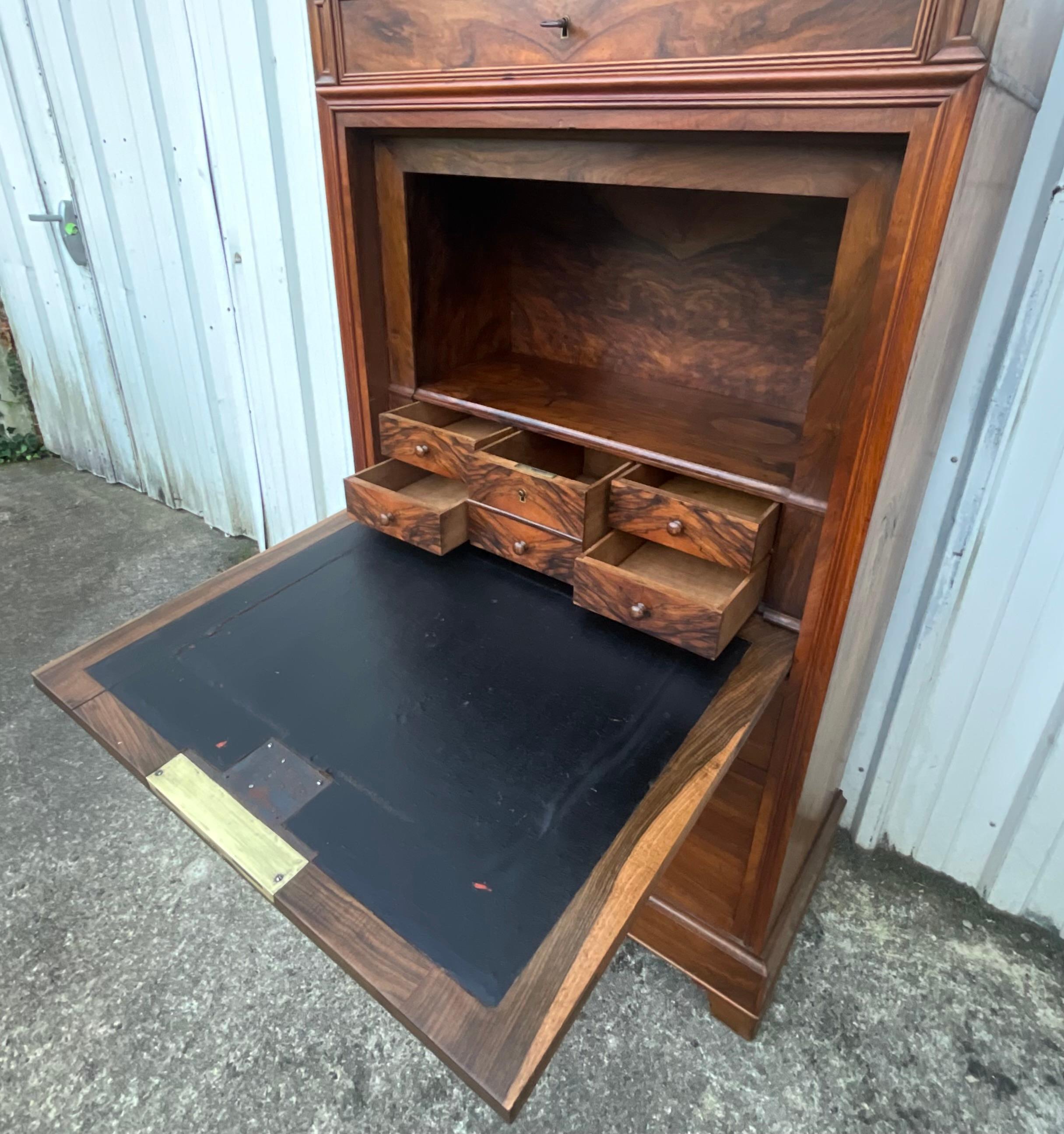 Louis-philippe Style Secretary In Burl Walnut – Late 19th Century For Sale 3