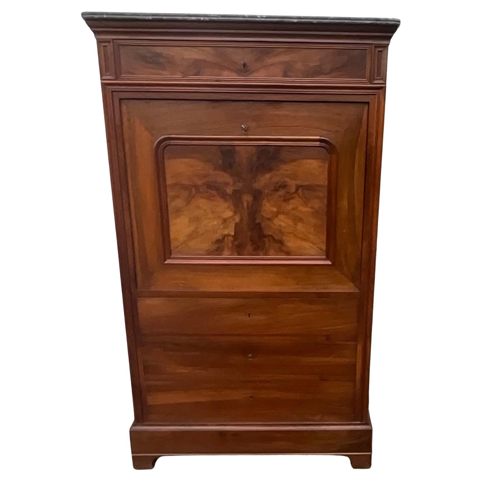 Louis-philippe Style Secretary In Burl Walnut – Late 19th Century