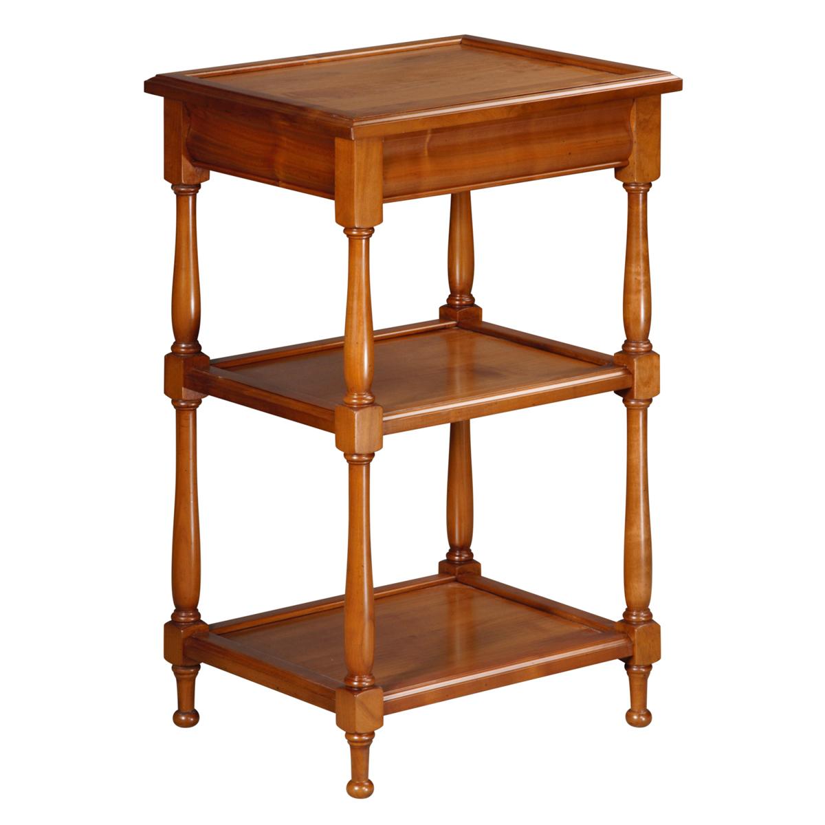 This serving table is a handmade reproduction of the French Louis Philippe Style in the mid 19th century in France.It is caracterized by its curved moldings, hand-curved feet and rounded smooth design.

One discrete Drawer is integrated in the