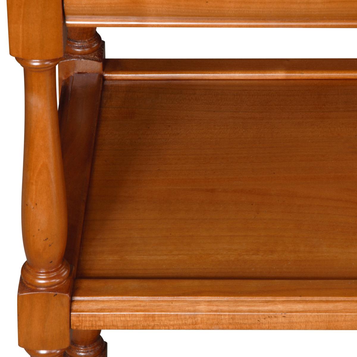 Contemporary Louis Philippe Style Serving Table in Solid Cherry Wood, 1 Drawer and 2 Shelves For Sale