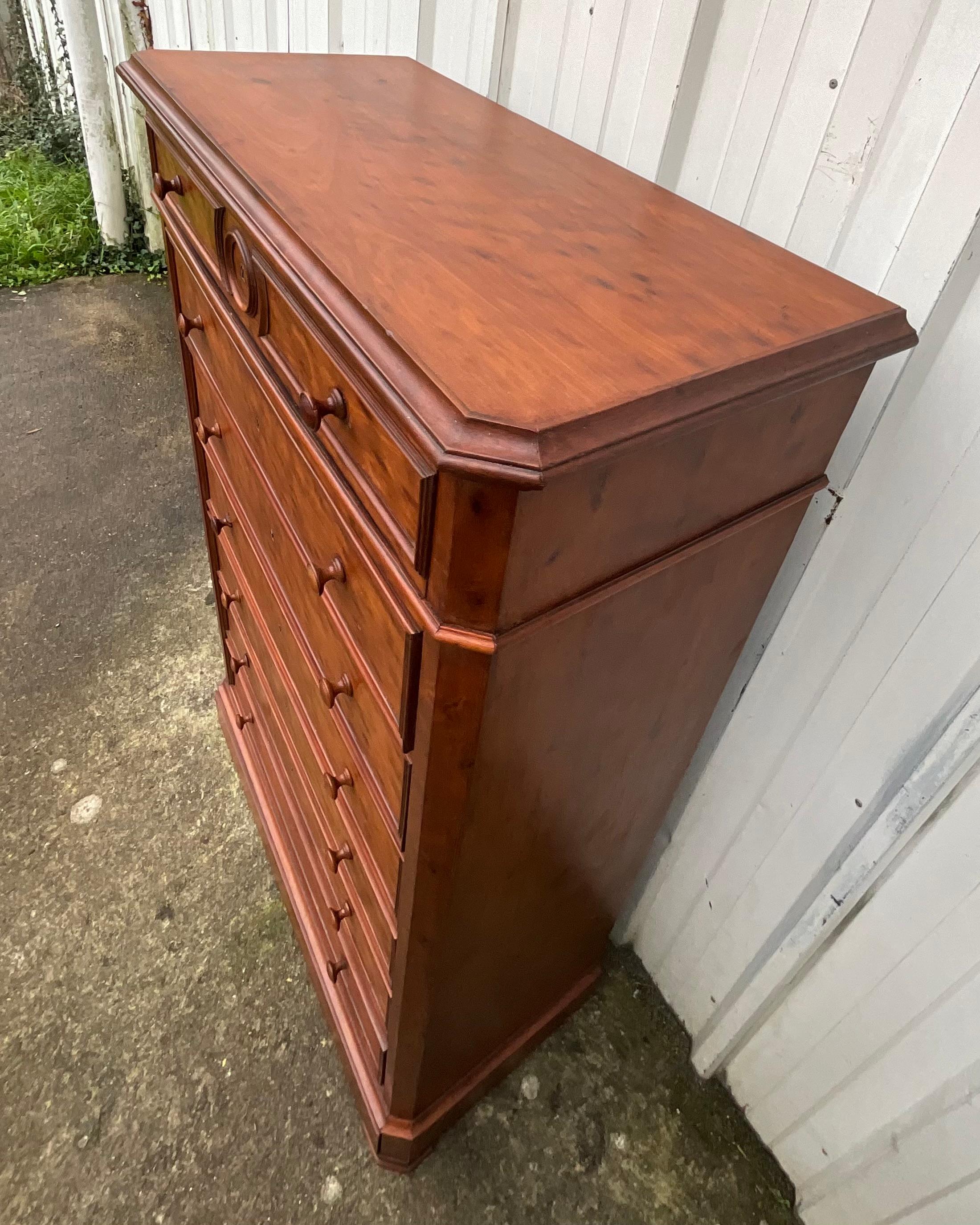 Louis Philippe Style Speckled Mahogany Weekly Chest, Late 19th Century 6