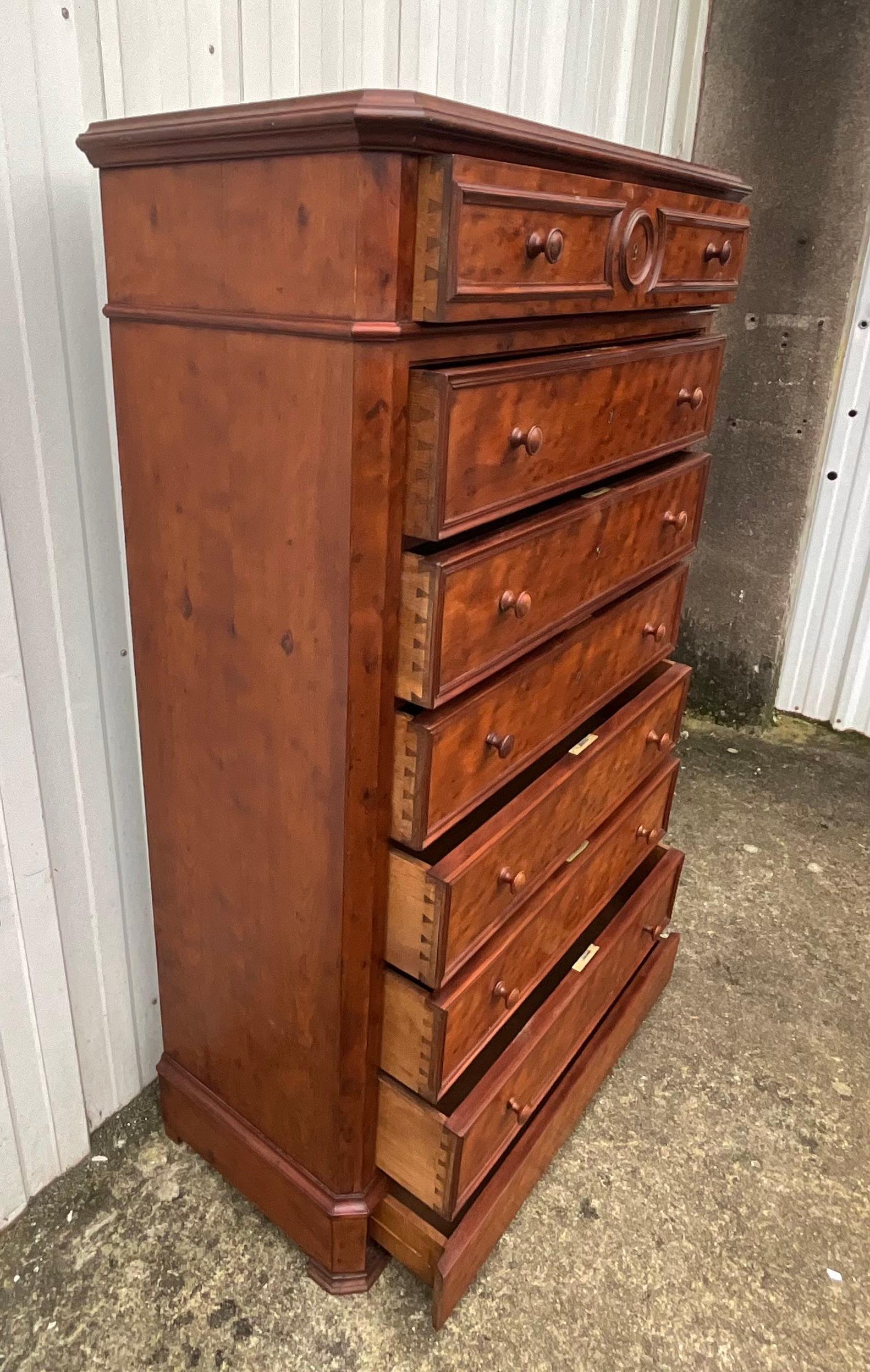 Louis Philippe Style Speckled Mahogany Weekly Chest, Late 19th Century 8