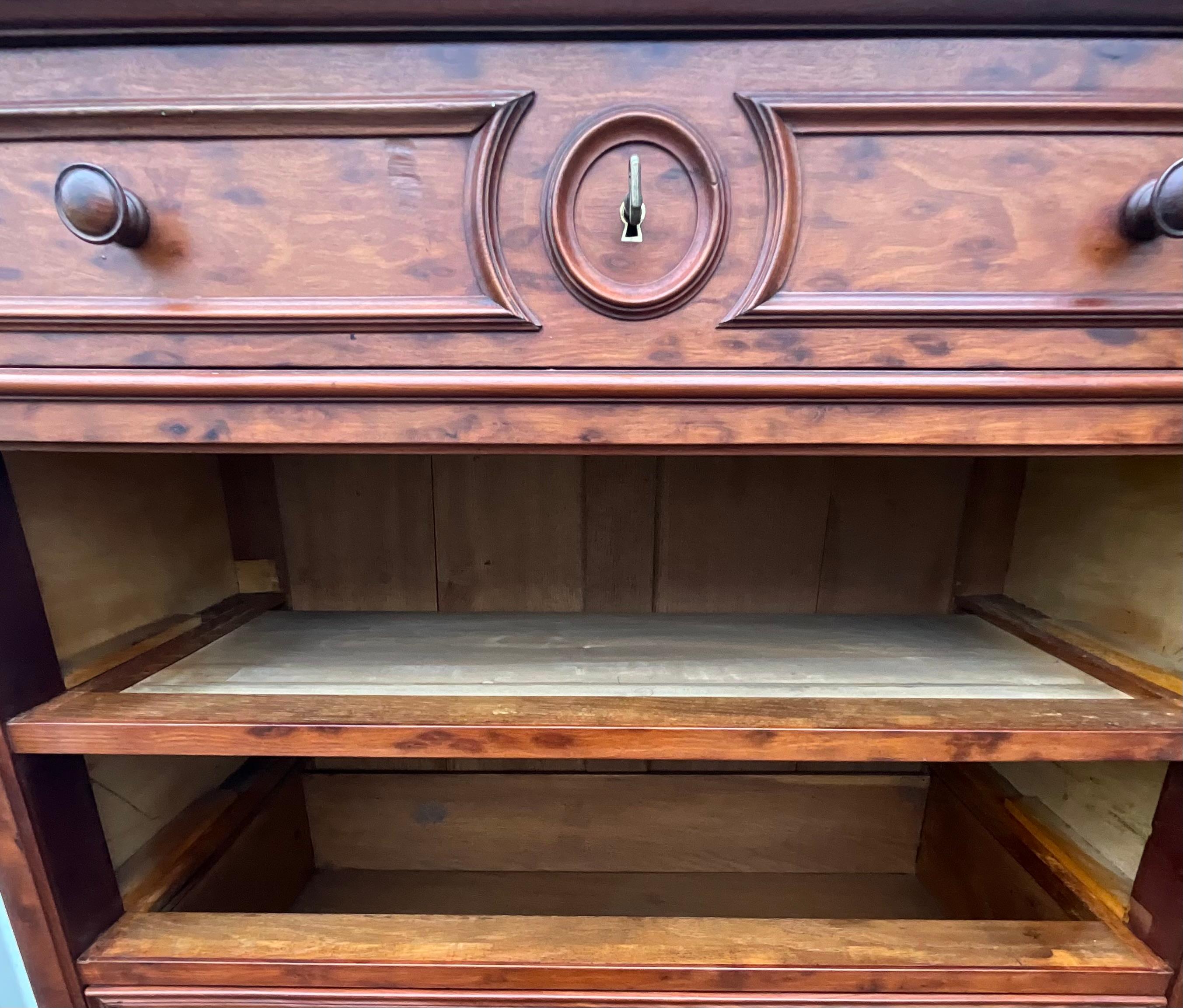 Louis Philippe Style Speckled Mahogany Weekly Chest, Late 19th Century 13