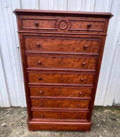 Louis Philippe Style Speckled Mahogany Weekly Chest, Late 19th Century