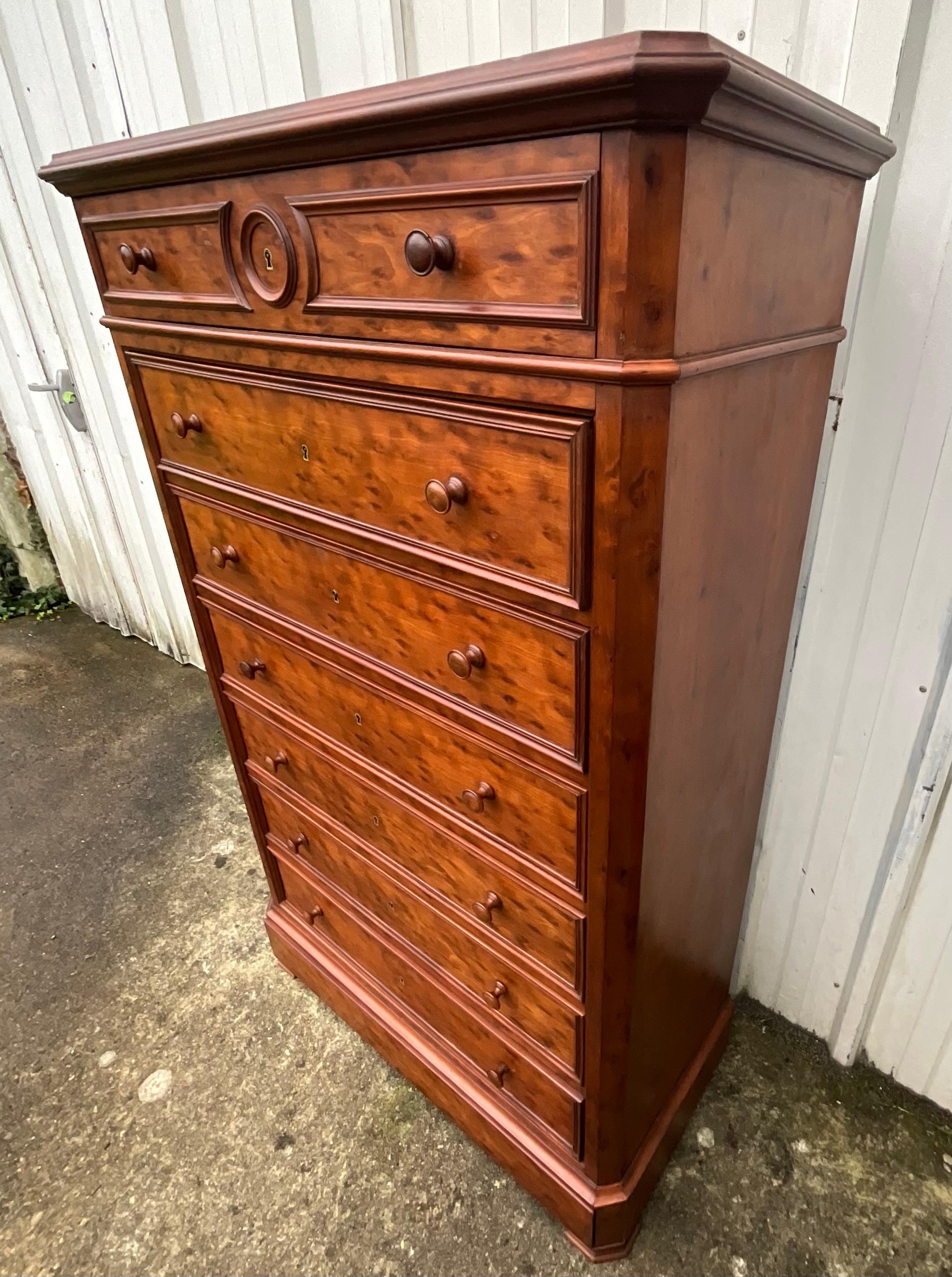 Louis Philippe Style Speckled Mahogany Weekly Chest, Late 19th Century 5