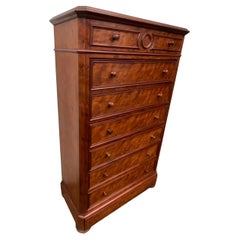Louis Philippe Style Speckled Mahogany Weekly Chest, Late 19th Century