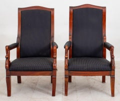 Louis Philippe Style Swan's Head Bergeres, Pair