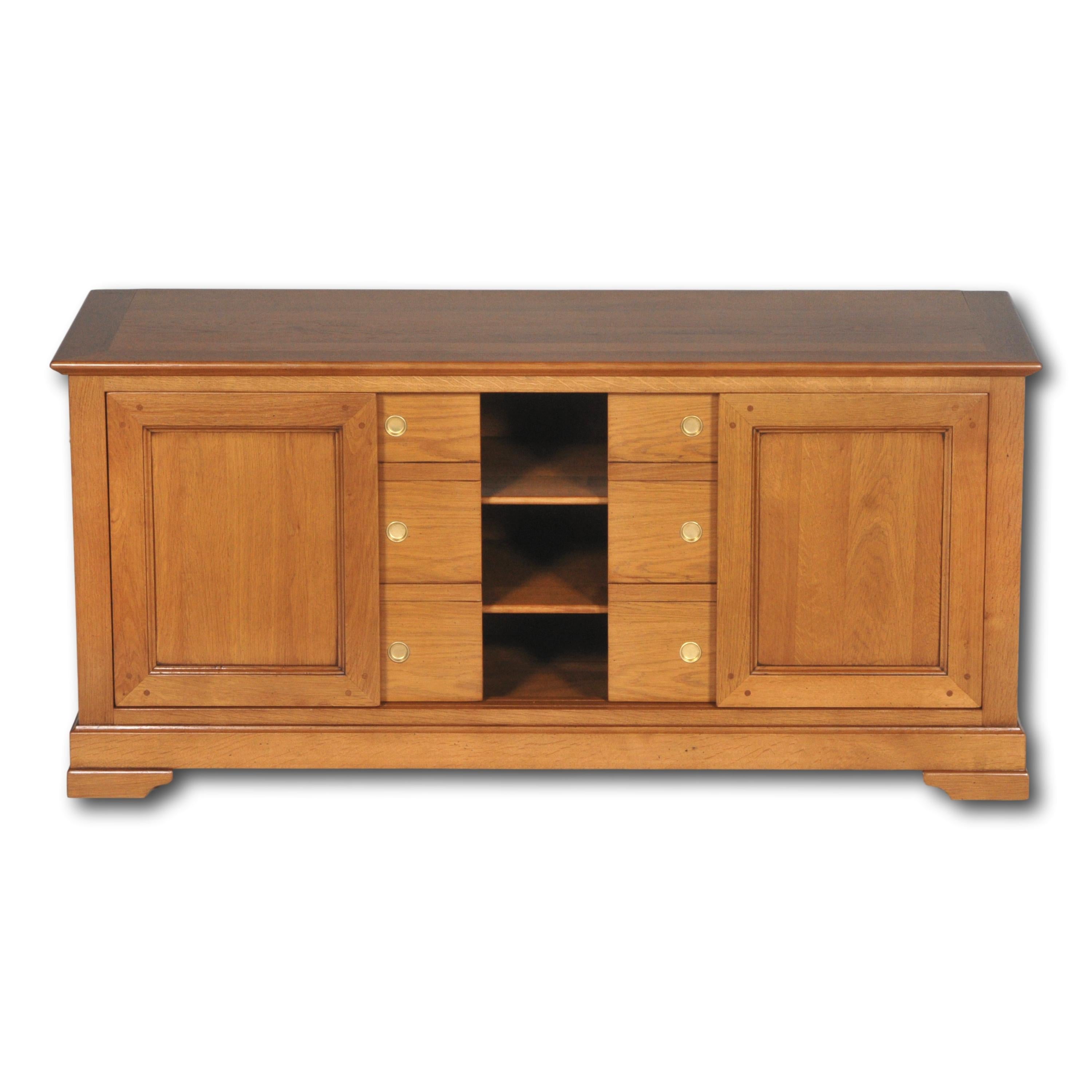 French Louis Philippe Style TV Cabinet in Wild Cherry Stained, 4 Doors on Rails For Sale