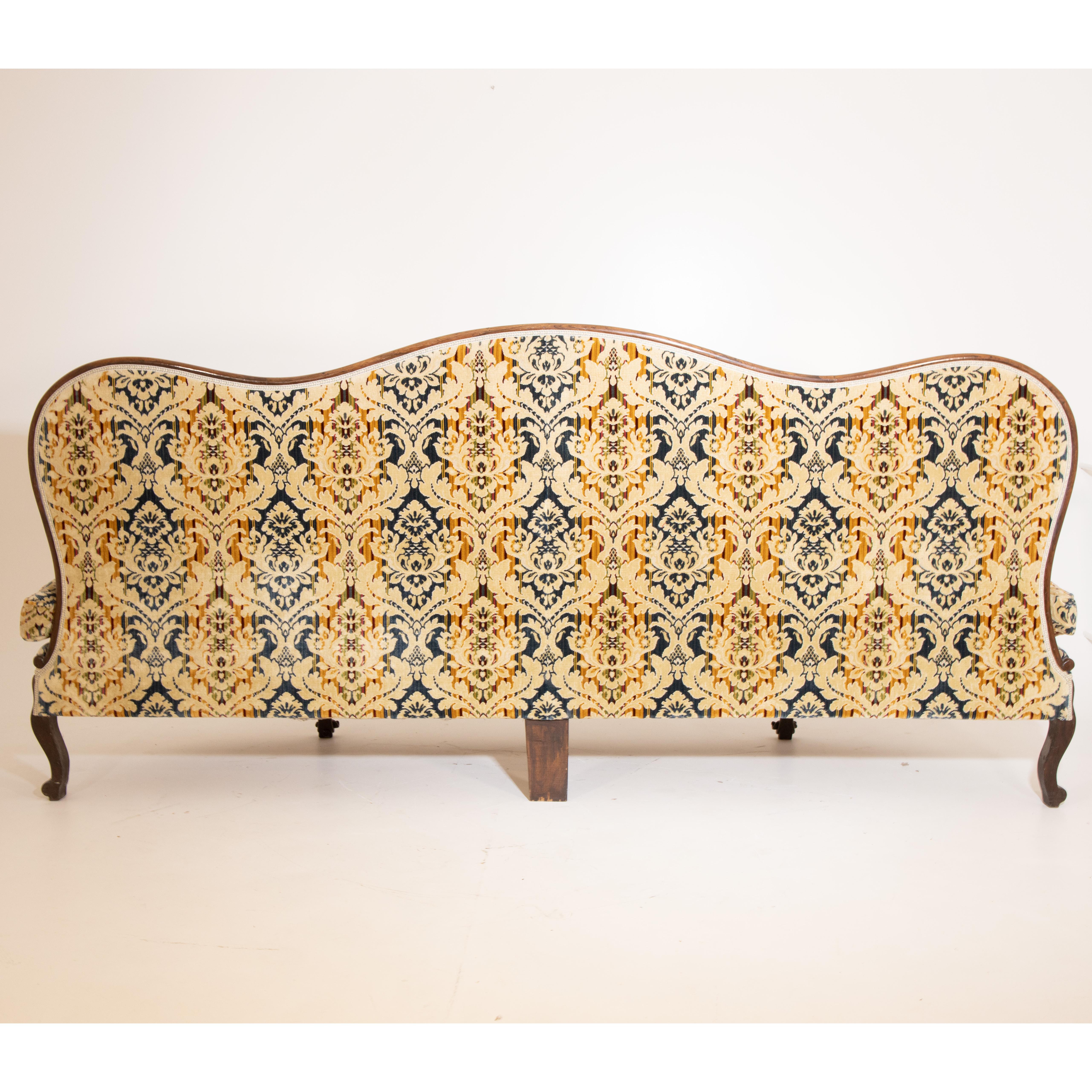 Louis Philippe Three-Seat Sofa, Walnut, Italy, 19th Century 1