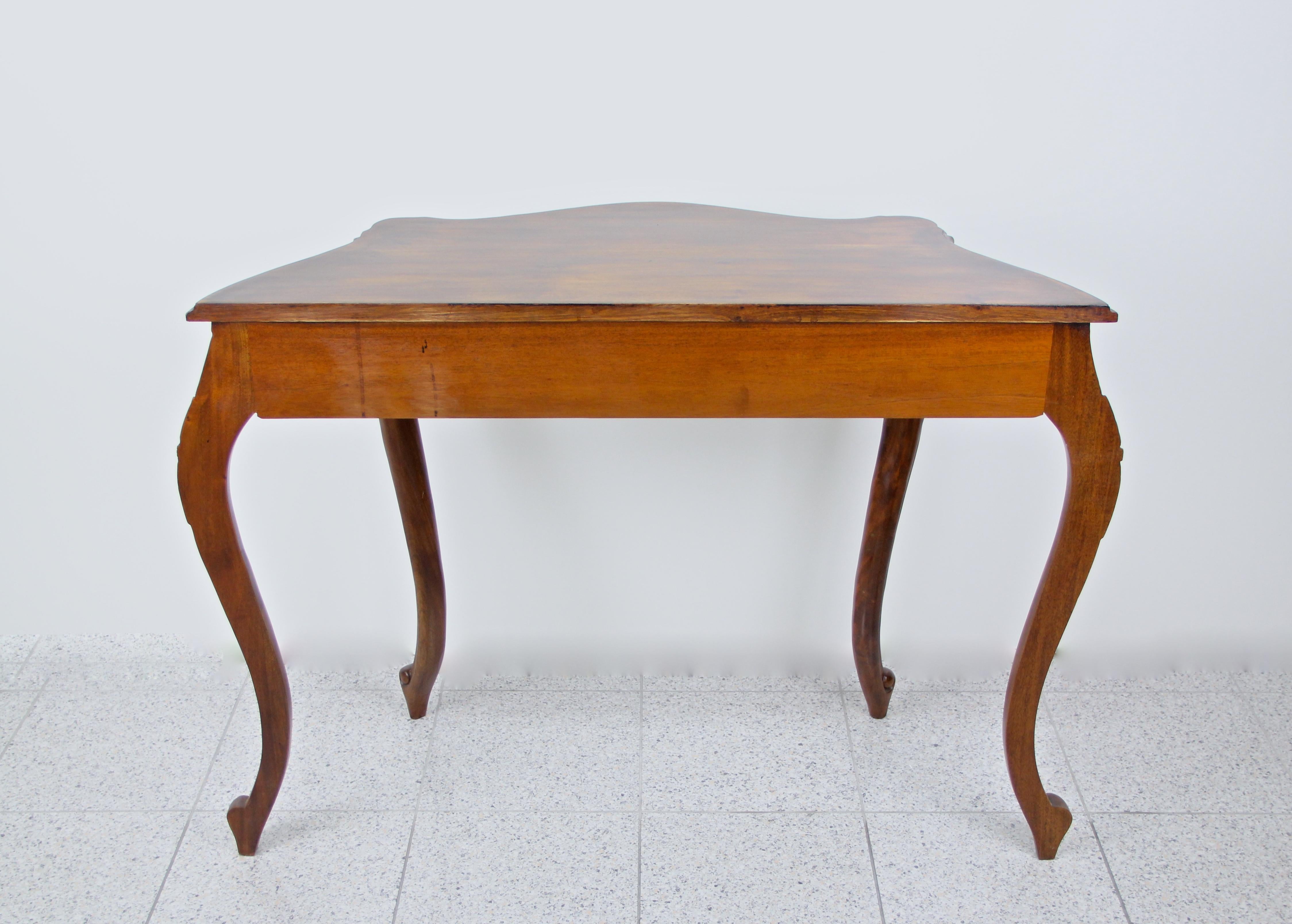 Louis Philippe Wall Console Nut Wood Hand Carved, Austria, circa 1860 7