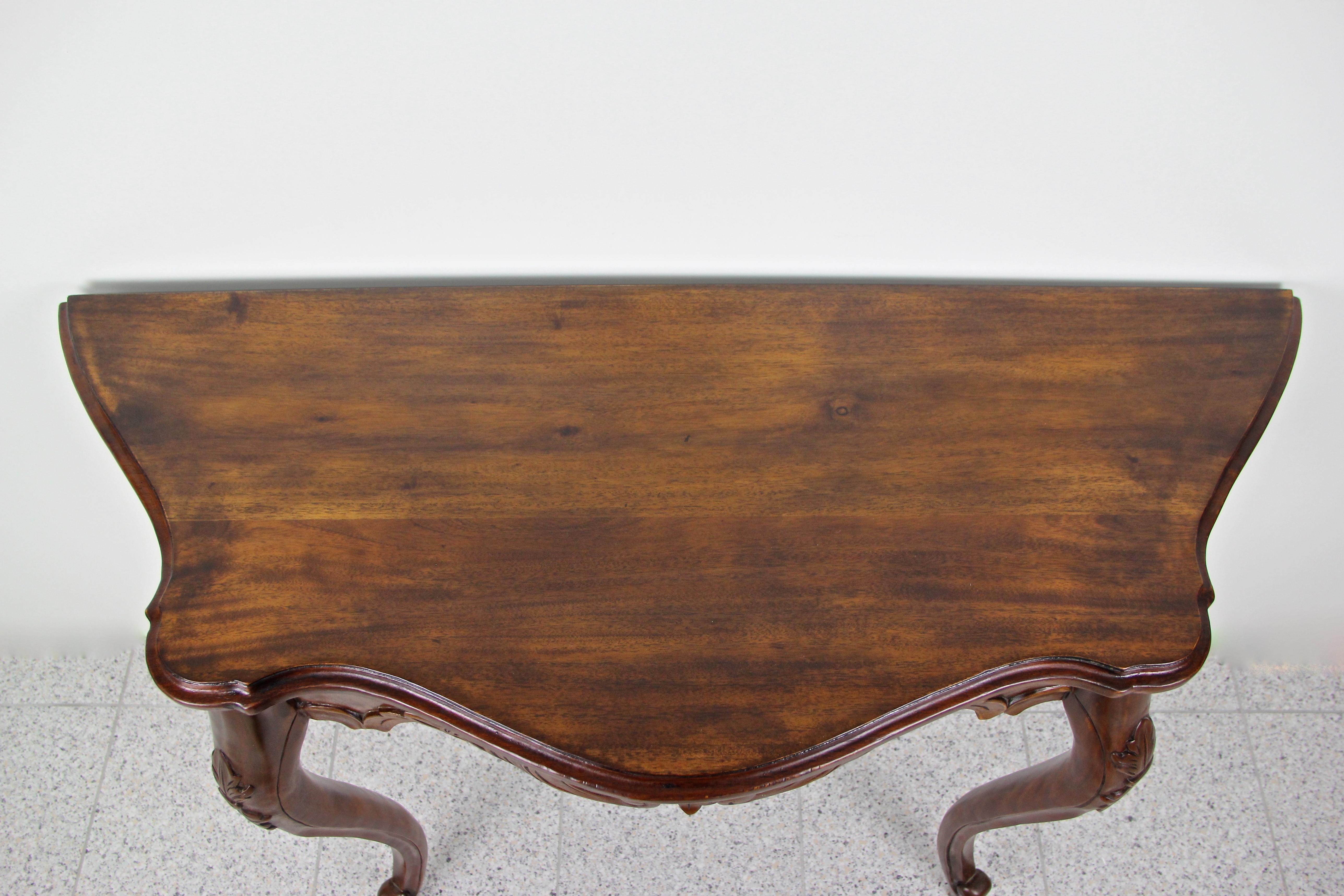 Austrian Louis Philippe Wall Console Nut Wood Hand Carved, Austria, circa 1860