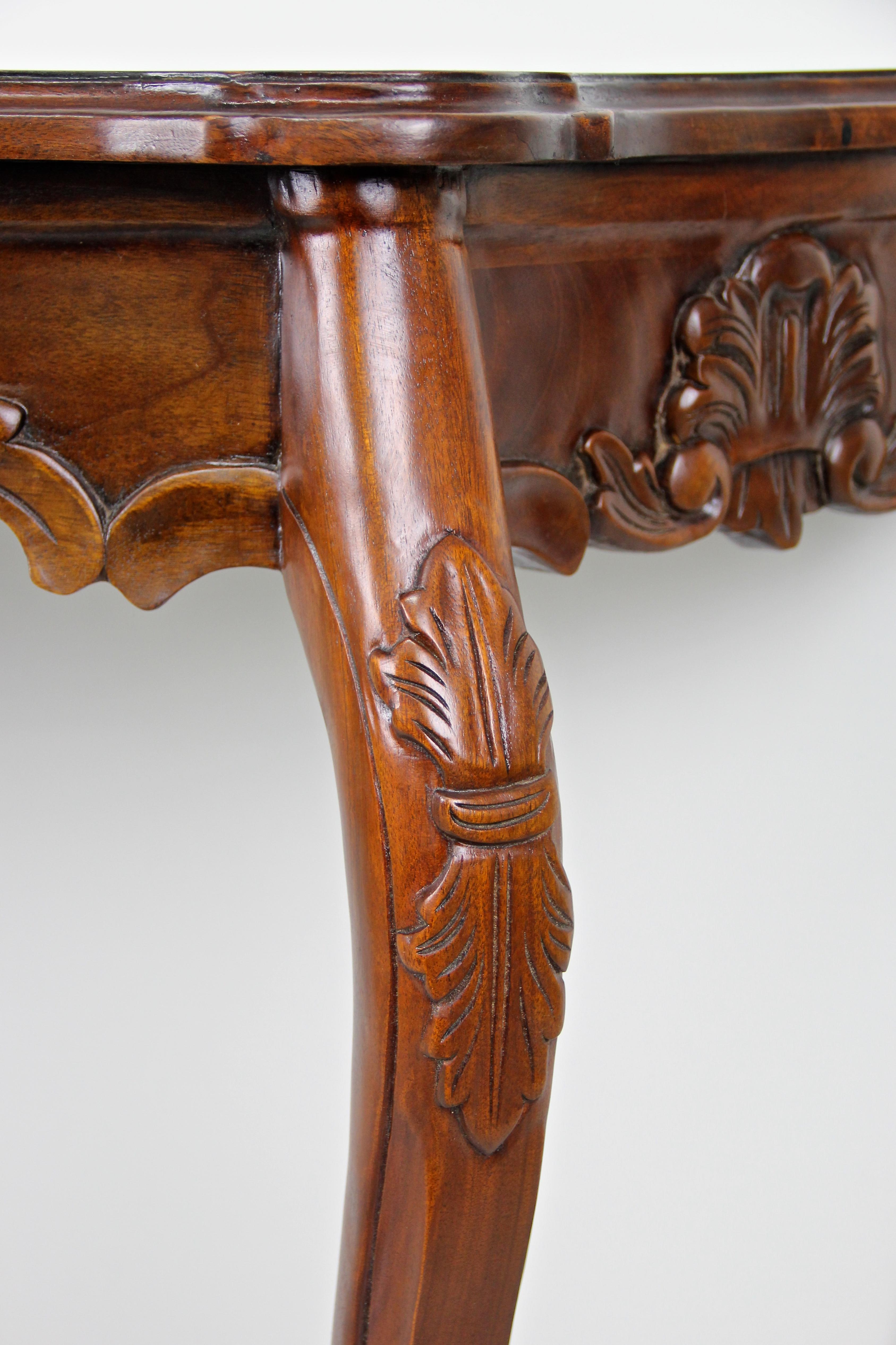 Nutwood Louis Philippe Wall Console Nut Wood Hand Carved, Austria, circa 1860