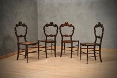 Louis Philippe Italienische Stühle aus Nussbaum und Wiener Stroh, 1940