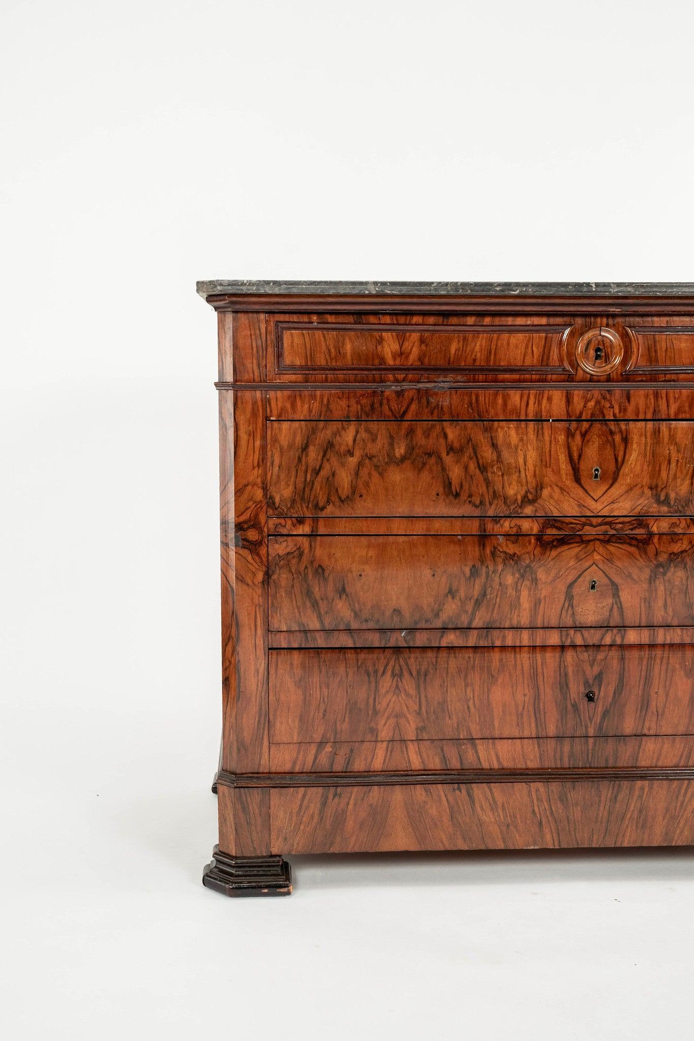 Commode in marmo di noce Louis Philippe In condizioni buone in vendita a Houston, TX