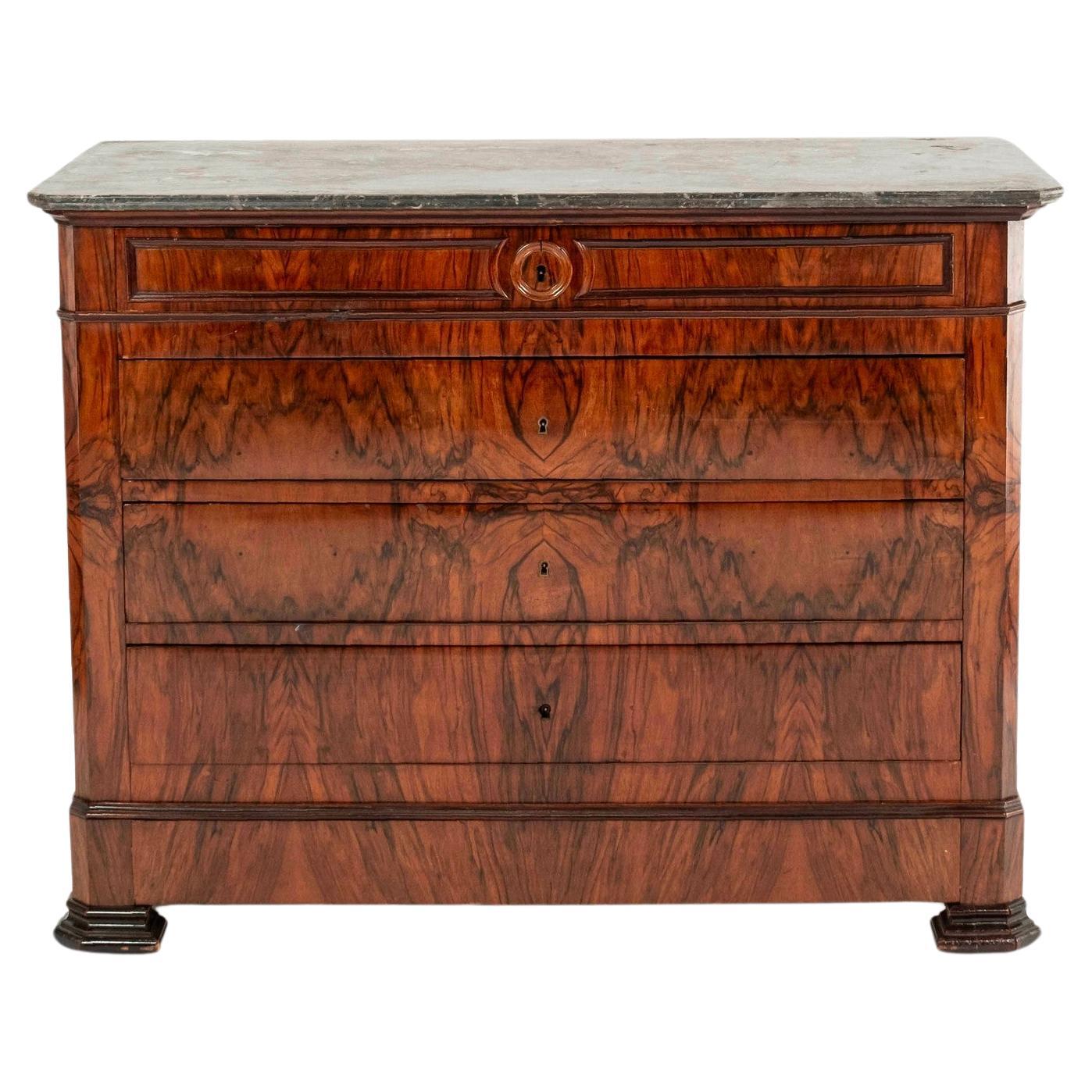 Commode in marmo di noce Louis Philippe