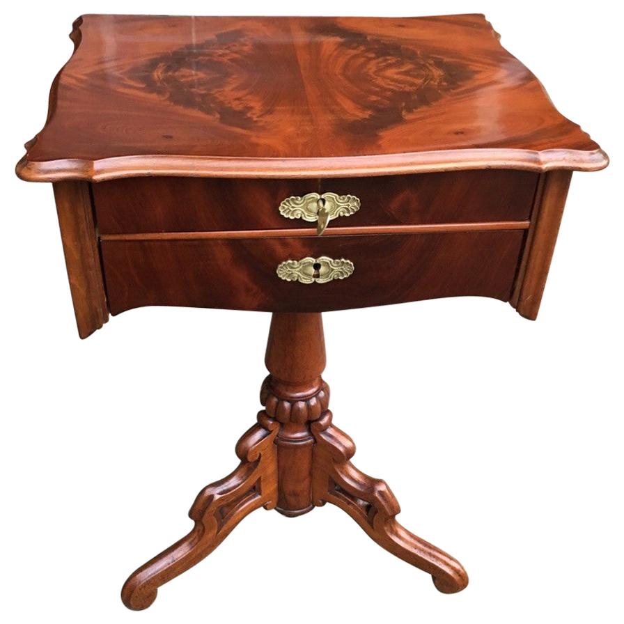 Louis Philippe Walnut Sewing Table with Brass Fittings from Paris For Sale