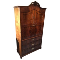 Louis Philippe Walnut Wood Secretary Bookmatched Veneer from France