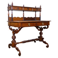 Antique Louis Philippe Writing Desk Nut Wood, France, circa 1860