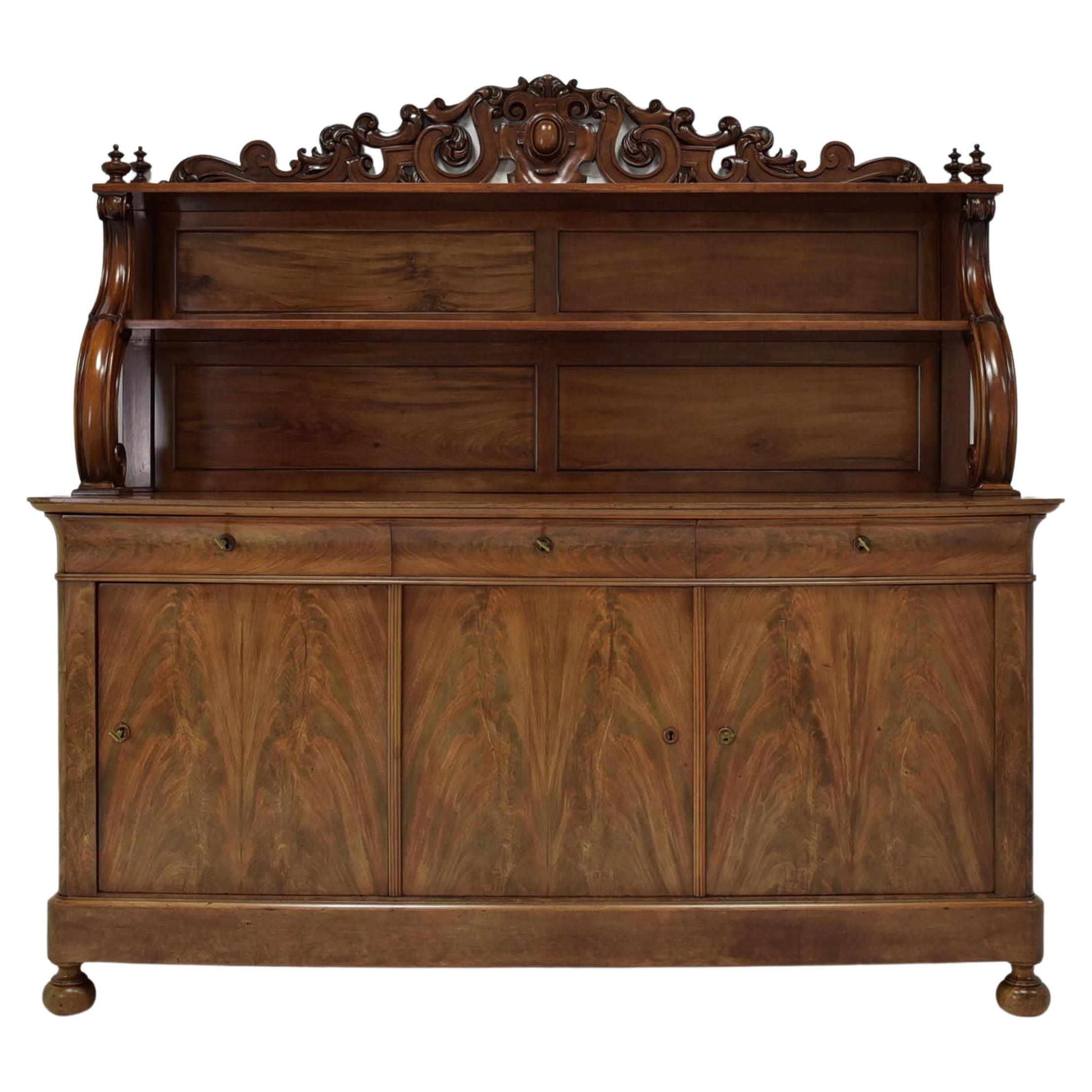 Louis Philippe XL Dresser / Sideboard Buffet in Mahogany, 1870 For Sale