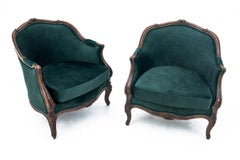 Louis Phillipe Green Bergere Armchairs, France, around 1880.