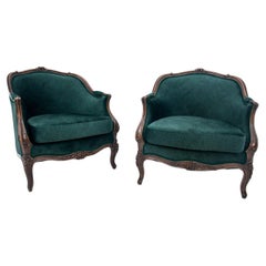 Louis Phillipe Green Bergere Armchairs, France, around 1880.