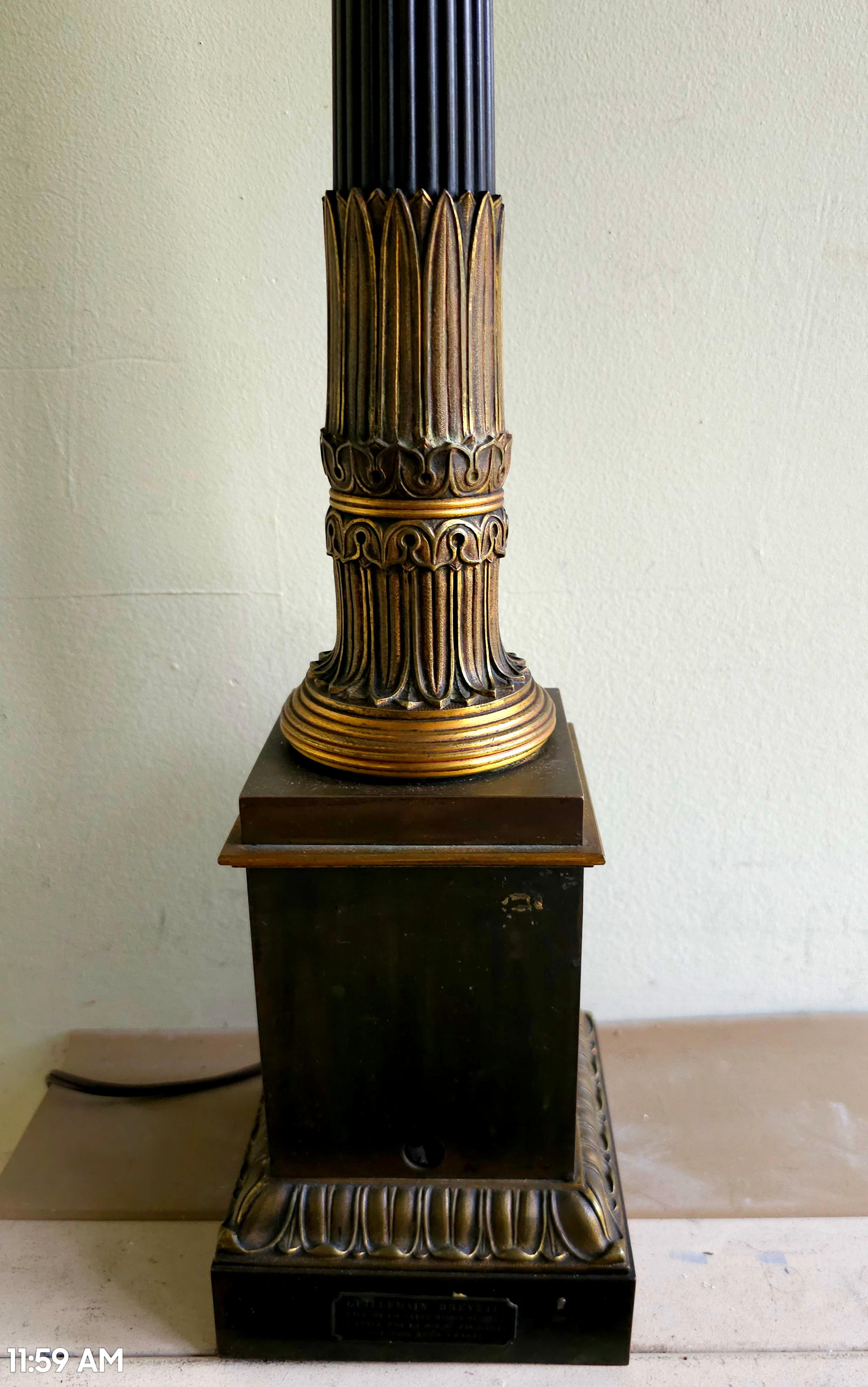 Base de lámpara de aceite Louis Phillipe de bronce y ormolu, electrificada, Guillemain Brevete Latón en venta