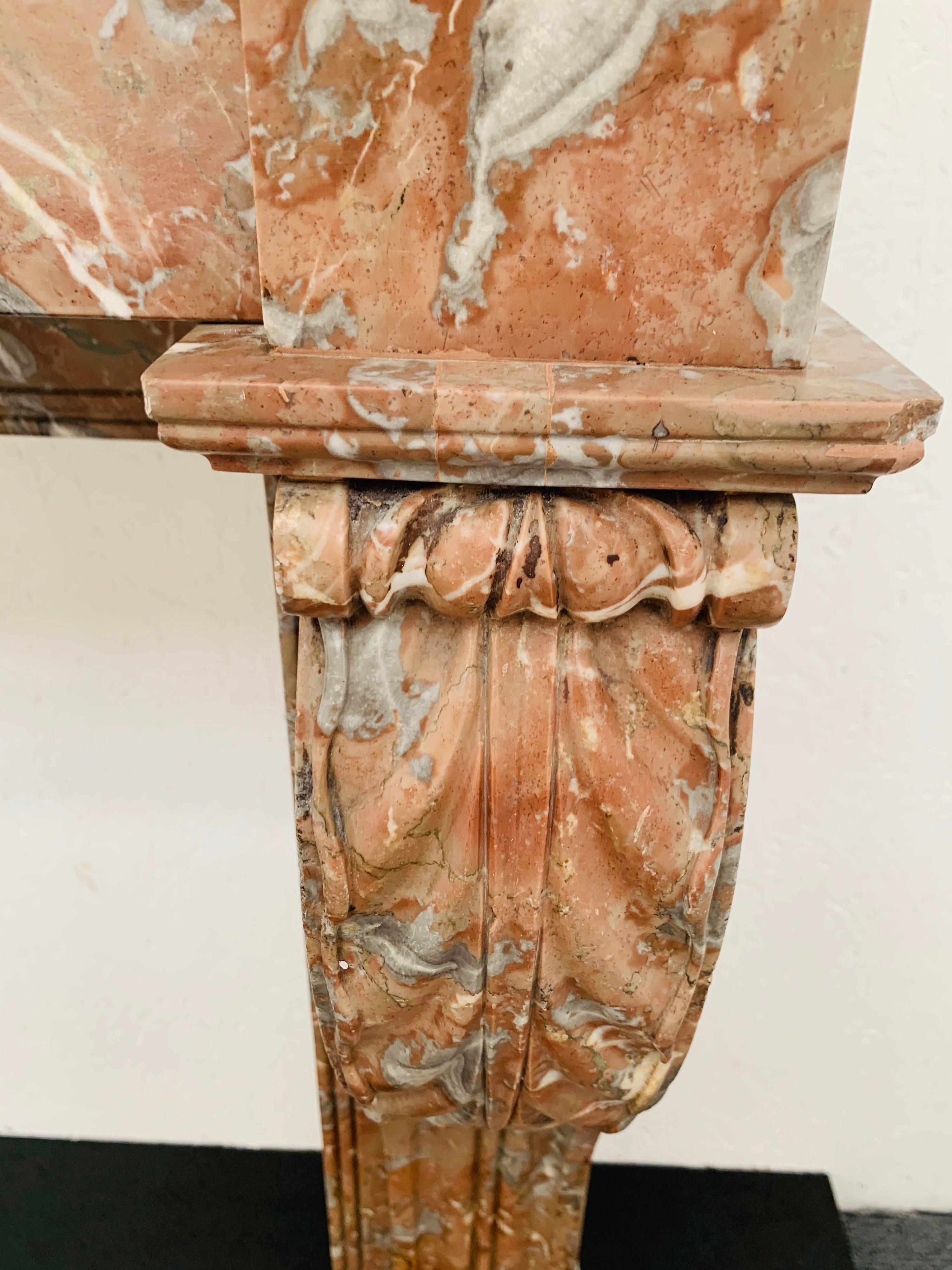 Louis Phillipe Rouge Marble Fireplace Mantlepiece For Sale 5