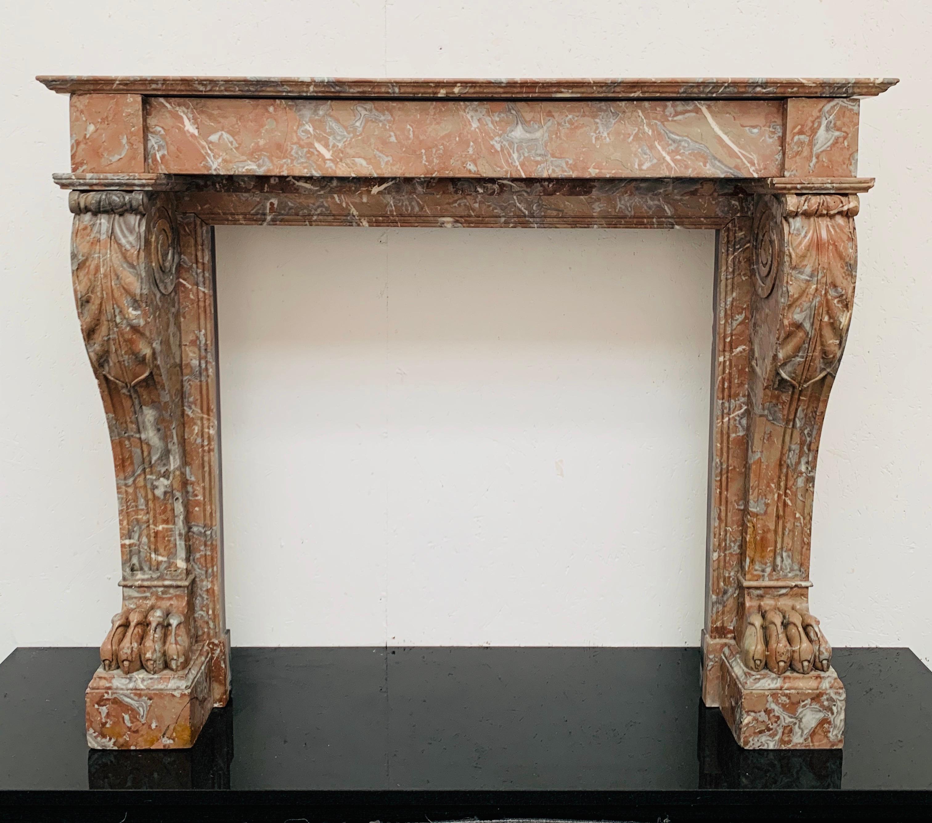 Louis Phillipe Rouge Marble Fireplace Mantlepiece For Sale 13