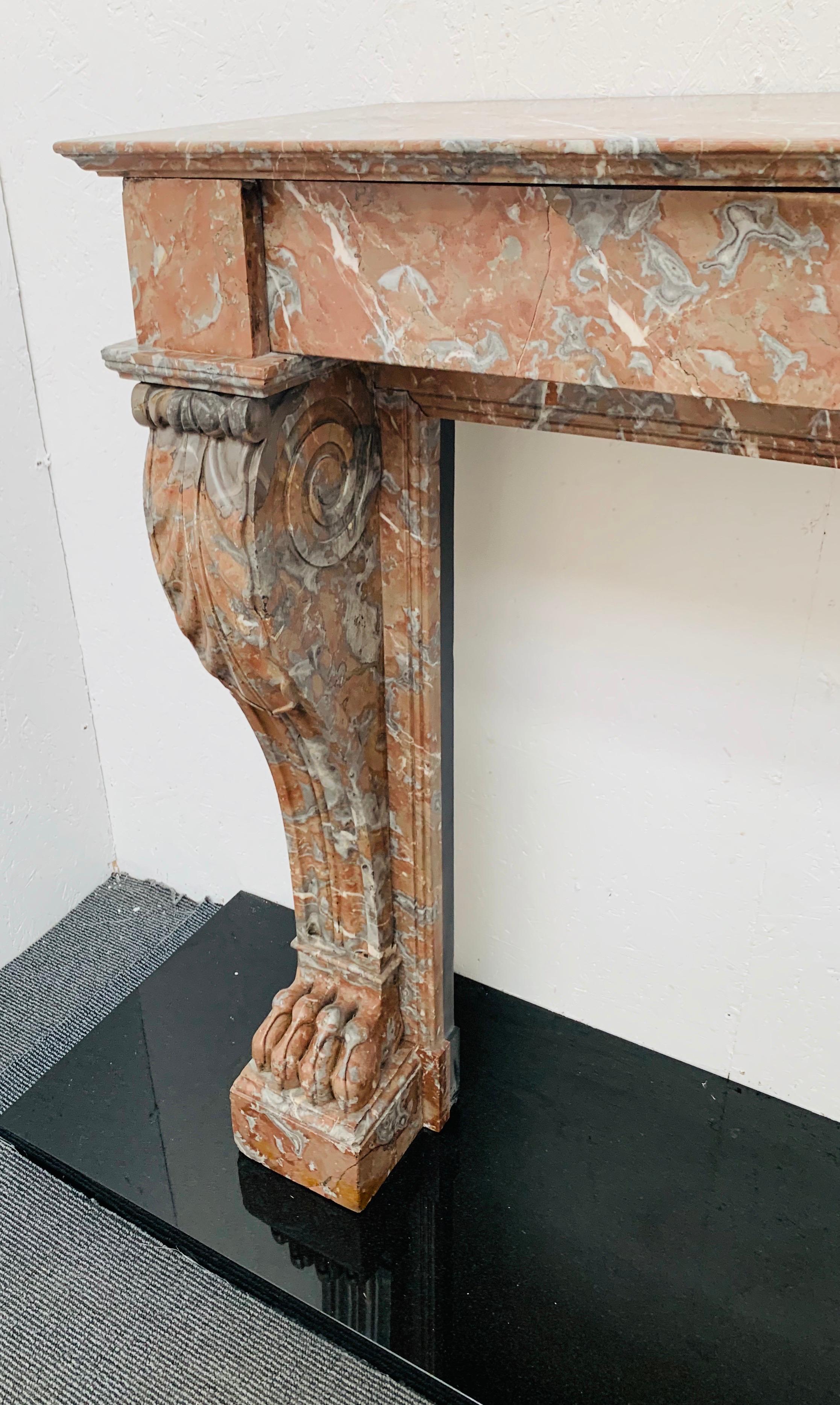 Louis Phillipe Rouge Marble Fireplace Mantlepiece In Good Condition For Sale In London, GB