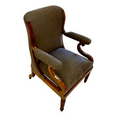 Dark Grey Louis Phillipe Upholstered Side Chair, 19th Century, France