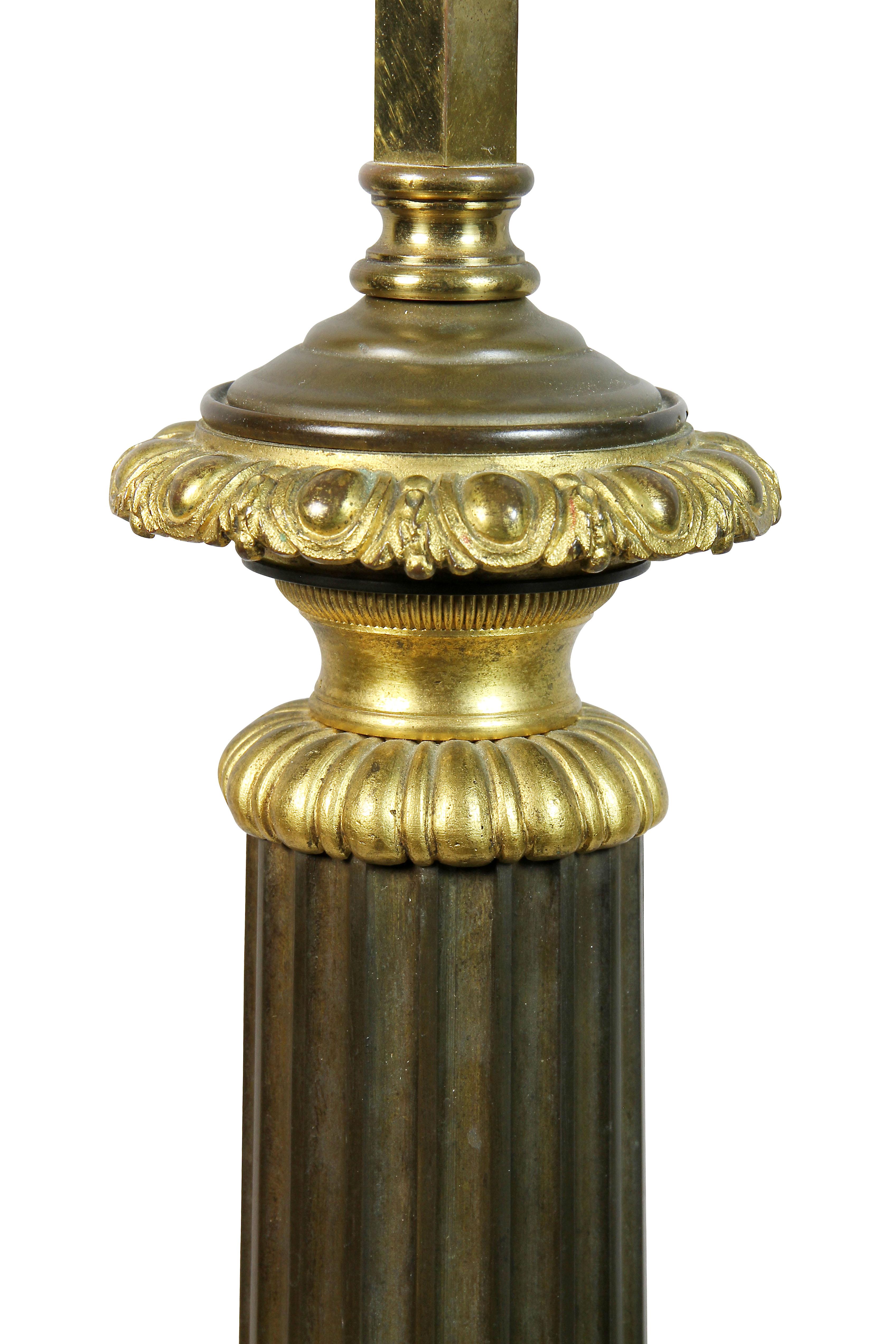 French Louis Phillippe Bronze Columnar Table Lamp By Decourt, Paris For Sale